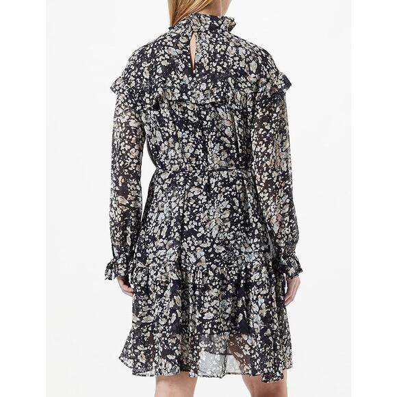 NWT Boss Stand Collar Ruffle Floral Long Sleeve Denada Dress Size 8 - Picture 4 of 6